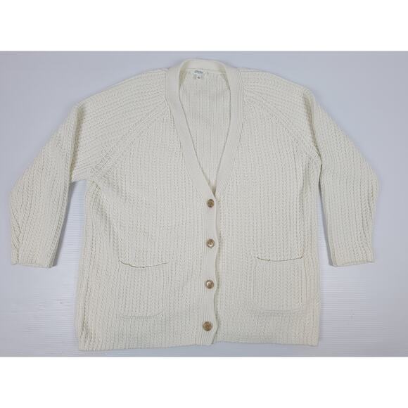 Haven Well Within‎ Womens XL White Heavy Cable-Knit Cardigan Sweater Cottage - Picture 1 of 12